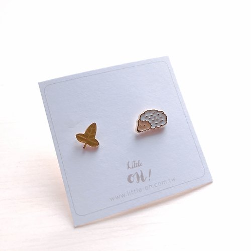 Little OH! 手工飾品 刺蝟 落葉 告別夏季 耳環