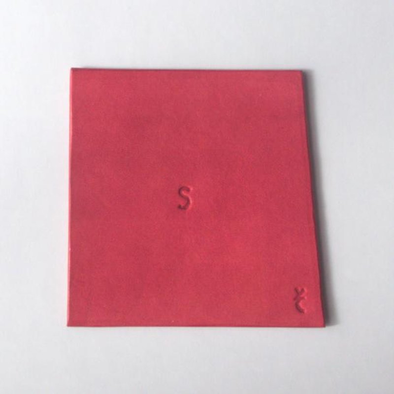 Coaster using Sappan Wood(すおう) Dyed Leather【kosuta / こすた】 - ที่รองแก้ว - หนังแท้ สีแดง