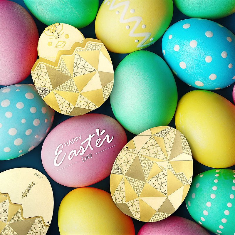 Kim Ji egg red gift bags X together fun Easter! - การ์ด/โปสการ์ด - กระดาษ สีทอง