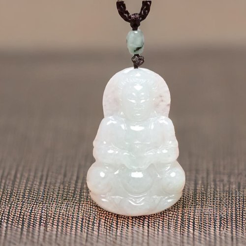 瓔珞翡翠 白翡翡翠觀音菩薩項鍊 | 天然緬甸玉翡翠A貨 | 送禮