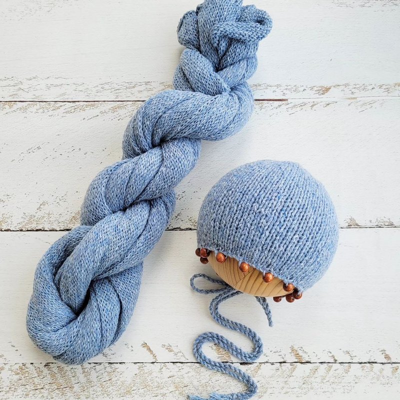 Light Blue tweed wrap with hat. Newborn photo props. - เครื่องประดับ - ขนแกะ สีน้ำเงิน