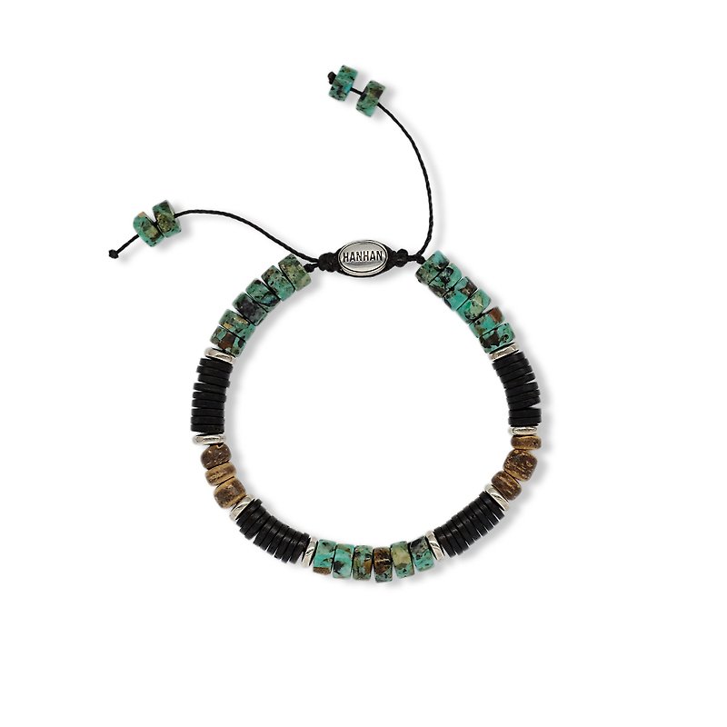 Handmade silver 925 sterling silver turquoise coconut shell bracelet - Bracelets - Jade Green