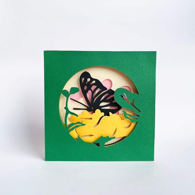 【Shadow box DIY kits】Butterfly and the flower - Wood, Bamboo & Paper - Paper Green