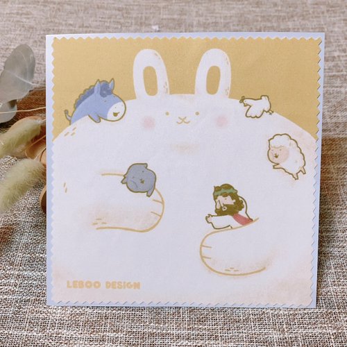 LEBOO Design 萬用擦拭布/眼鏡布/手帕(新款)-抱抱大兔子