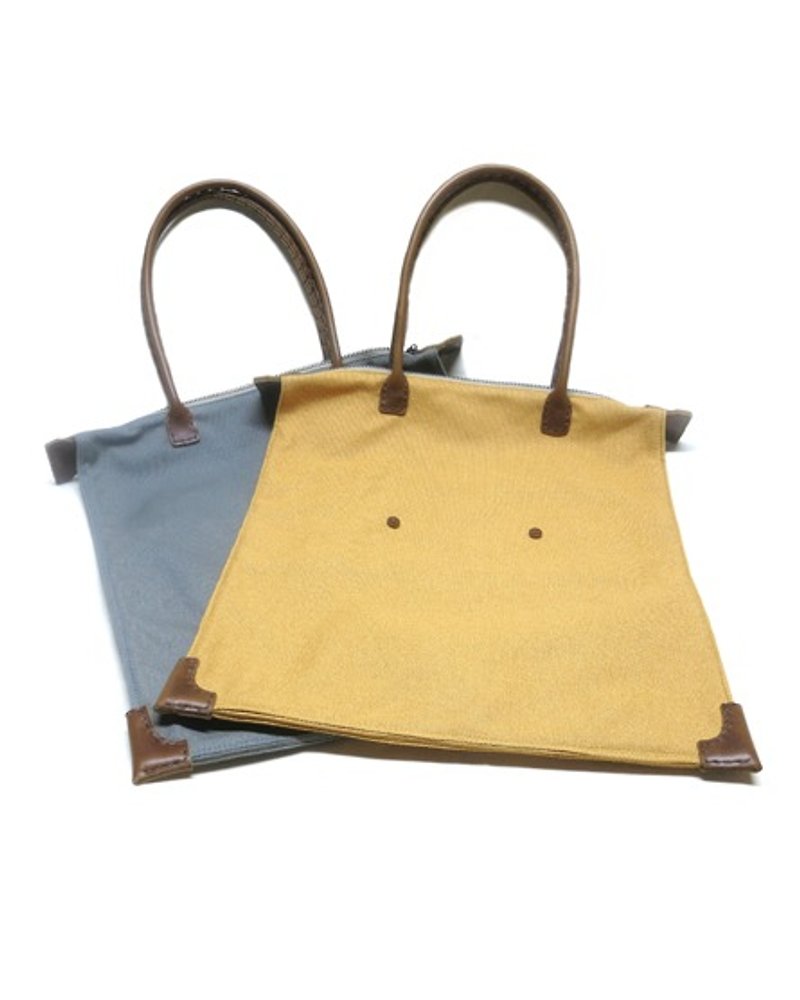 Attachee Bag - กระเป๋าถือ - ผ้าฝ้าย/ผ้าลินิน สีเหลือง
