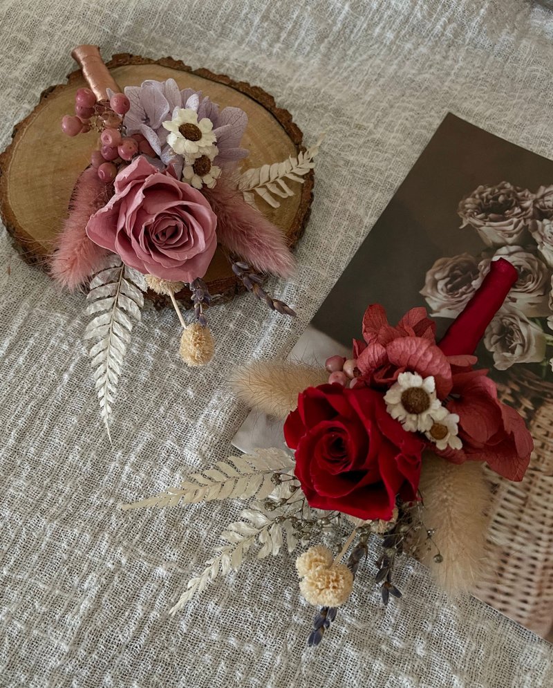 Wedding corsage immortalized rose dried flower officiant bridesmaid groomsman flower girl - Dried Flowers & Bouquets - Plants & Flowers Red