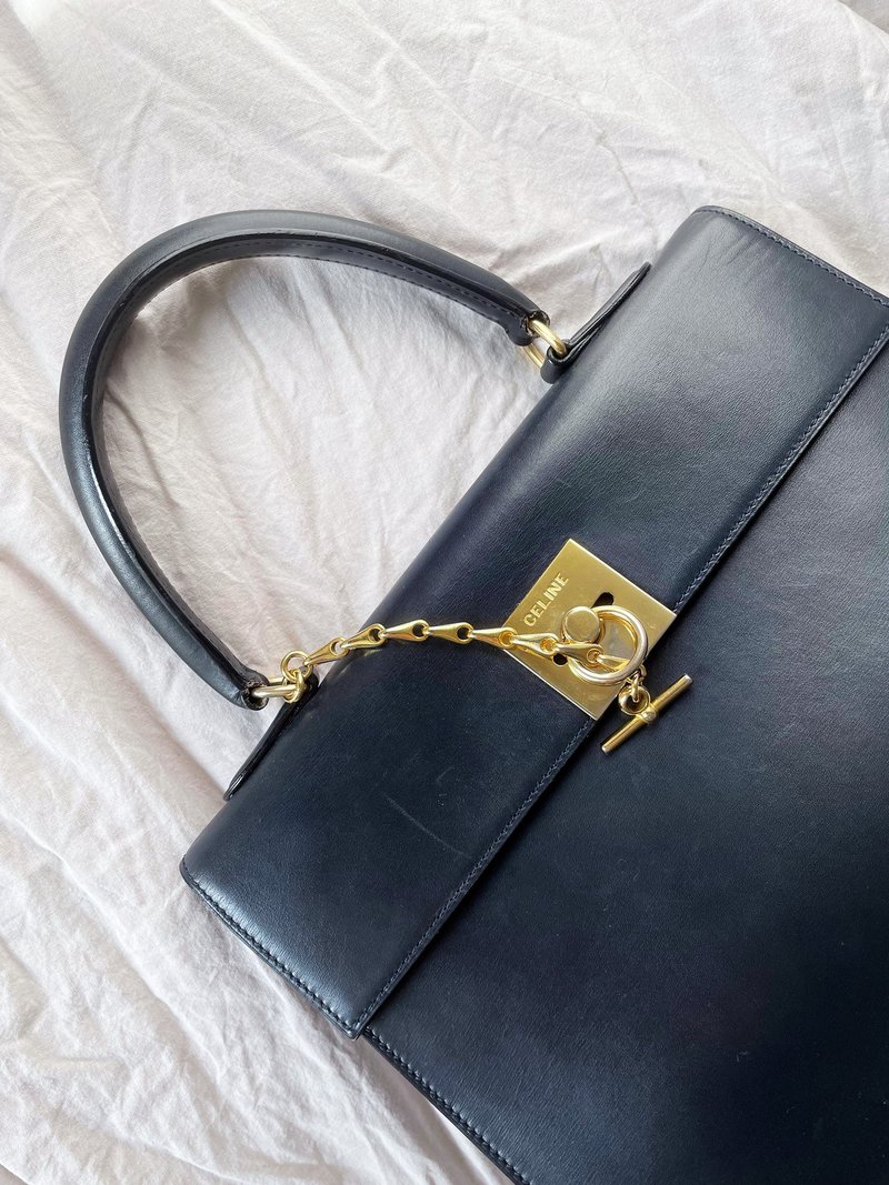 中古包 CELINE 懷錶鏈扣 KELLY包單肩包斜背包斜揹包手提包公事包 - 側背包/斜背包 - 真皮 黑色