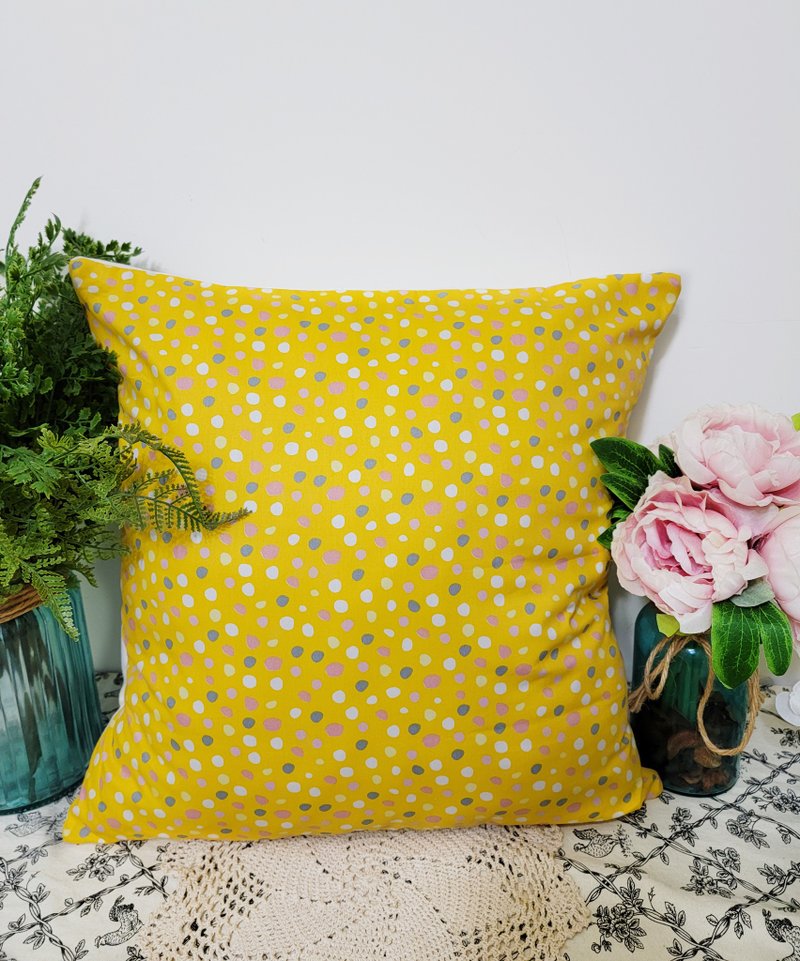 Nordic Style Simple Yellow Circular Pattern Throw Pillow Pillow Cushion Pillowcase - หมอน - ผ้าฝ้าย/ผ้าลินิน สีเหลือง