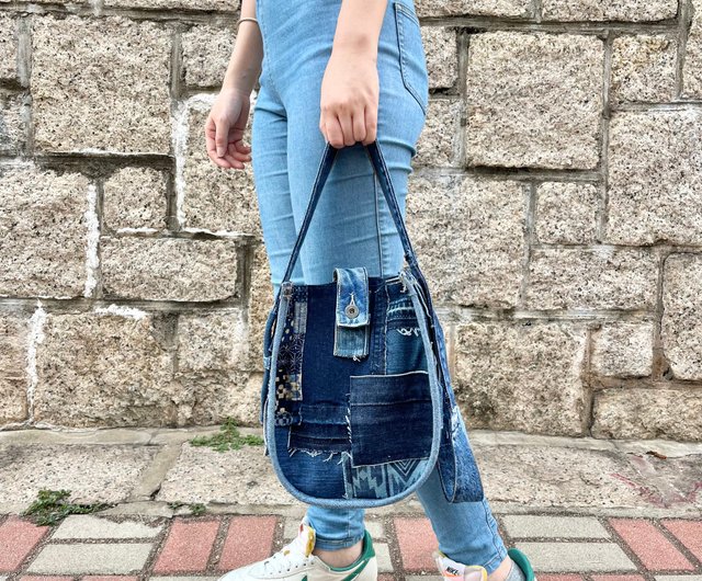 オーダーメイド/オーダーメイド】デニムパッチワークコの字3目的バッグ