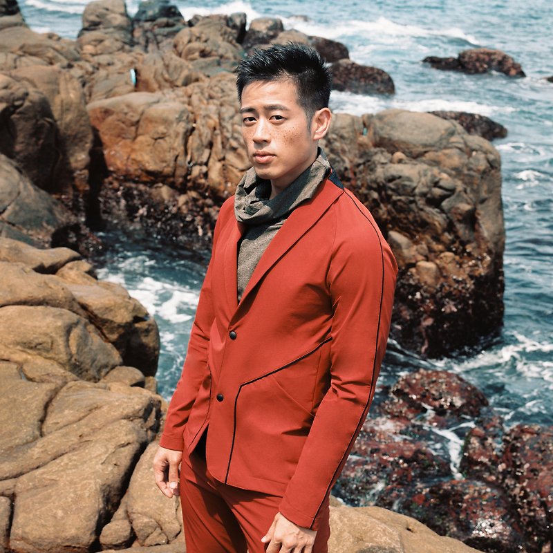 4WS Suit Jacket (Clay) - เสื้อสูท/เสื้อคลุมยาว - วัสดุอื่นๆ สีแดง