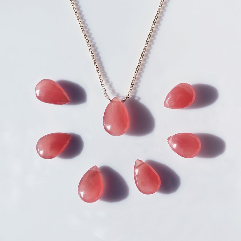 Large, exquisitely colored, Peruvian Inca rose single stone necklace Ellen - Necklaces - Gemstone Pink