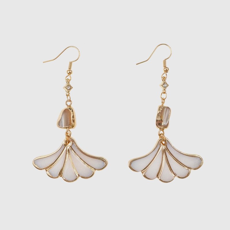 Earrings | Autumn Apricot Shell Autumn Apricot Shell - ต่างหู - เรซิน ขาว