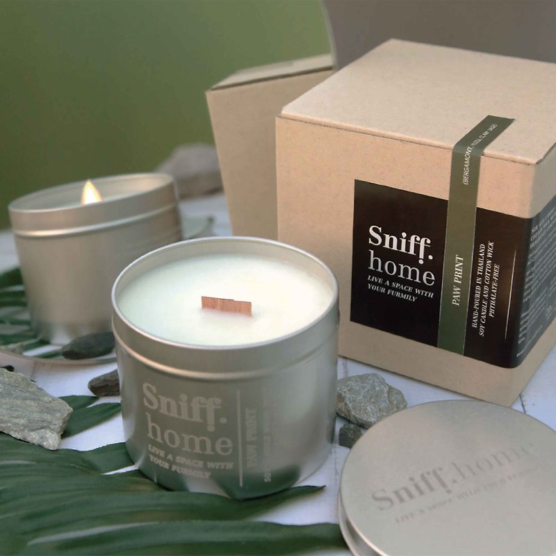 Pet odor candles soy wax phthalate-free - Paw print scent 200g | Sniff - 香薰蠟燭/燭台 - 蠟 銀色