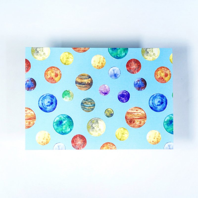 【Lunatic Planet】水彩插畫 花樣明信片 手帳 宇宙 星球 星夜 - 卡片/明信片 - 紙 藍色