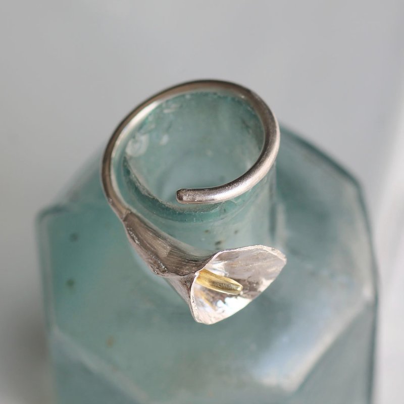 海芋 可調式花戒指 /Calla lily ring/ - 戒指 - 純銀 銀色