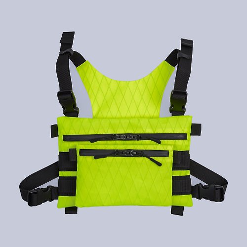 Kossmoss Lime chest rig X-pac shoulder bag messenger Fluorescent Yellow techwear holster