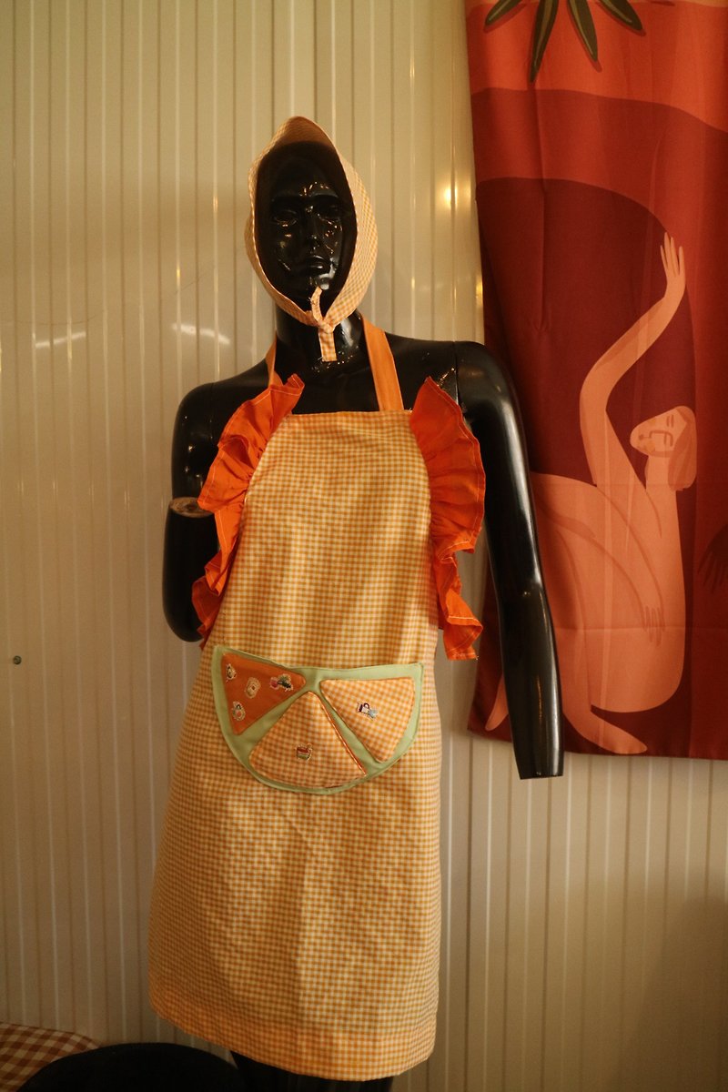 Apron (Mikun collection) - 圍裙 - 棉．麻 橘色