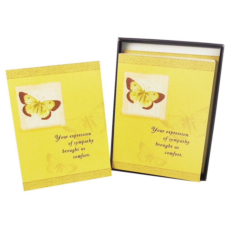 盒卡-黃色蝴蝶10入【Hallmark-卡片 弔唁感謝】 - 卡片/明信片 - 紙 金色