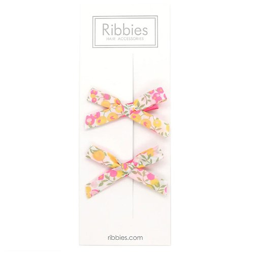 Ribbies 台灣總代理 英國Ribbies 花布蝴蝶結2入組-威爾特檸檬