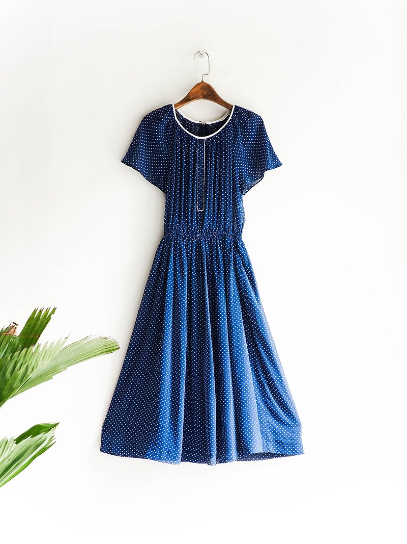 River Hill - Saga young girls Letters navy silk dress vintage one-piece overalls oversize vintage dress - One Piece Dresses - Silk Blue