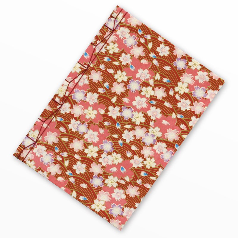 Japanese bound notebook, Handmade, Yuzen Washi, Japanese paper, Fair Trade - สมุดบันทึก/สมุดปฏิทิน - กระดาษ สีแดง