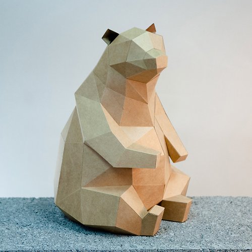 問創 Ask Creative DIY手作3D紙模型擺飾 小動物系列 - 胖嘟嘟棕熊 (4色可選)