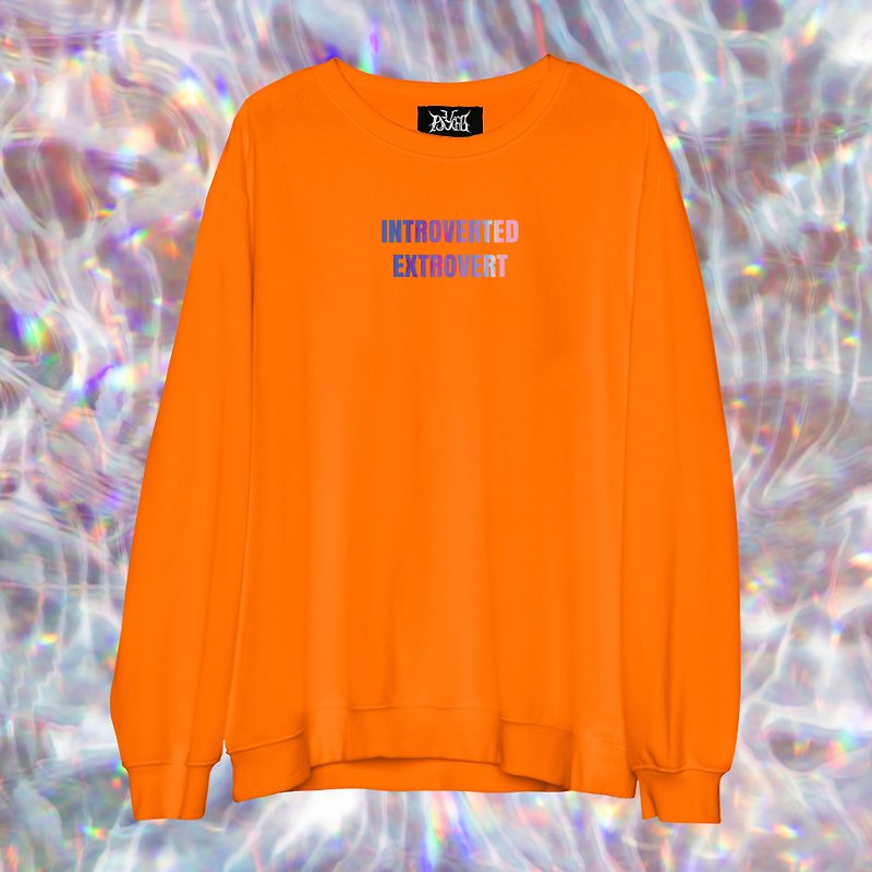 Personality Sweatshirt -- Extroverted Introvert (New Extended Sizes) - Unisex Hoodies & T-Shirts - Cotton & Hemp Orange