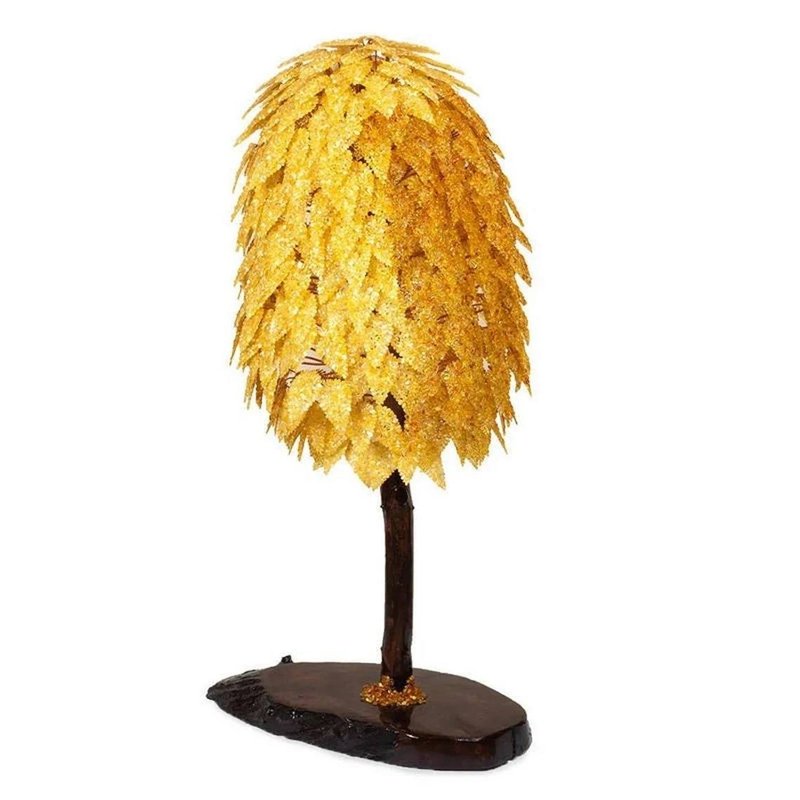 Beautiful luxurious large money amber tree on lacquered stand|The talisman tree - Items for Display - Wood Brown