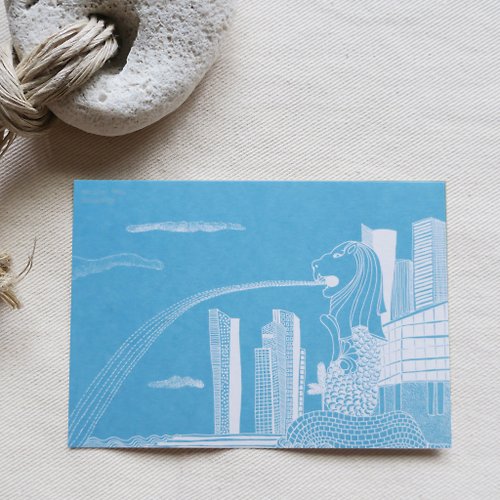 HanArt Design 旅行風景新加坡-魚尾獅 / 插畫明信片