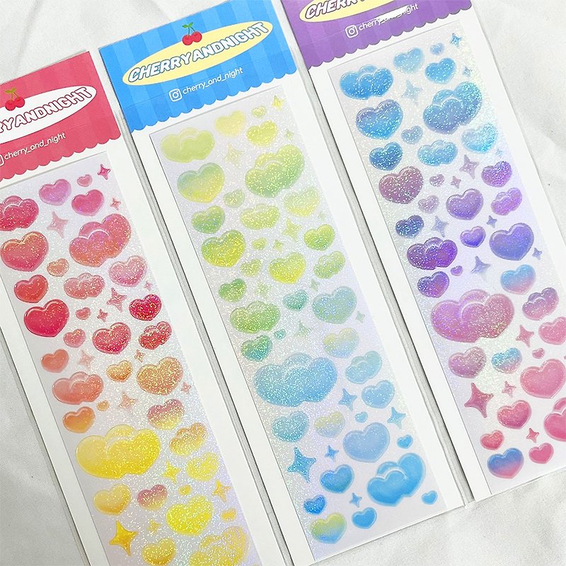 Jelly heart sticker - 貼紙 - 其他材質 多色