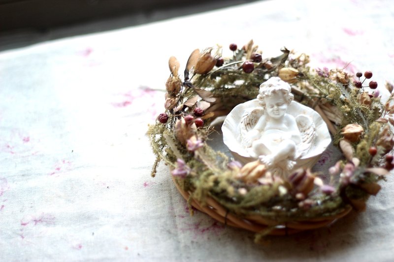 [おはようフェチ]オランダのビンテージシェル花のシェルで眠っている天使 - 置物 - その他の素材 ホワイト