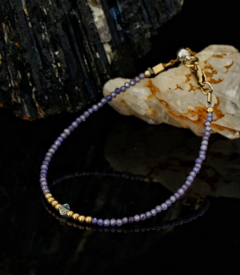 Superfine1/20 14K Gold Filled Lavender Zircon Bracelet with Japan Memory Wire - Bracelets - Gemstone 