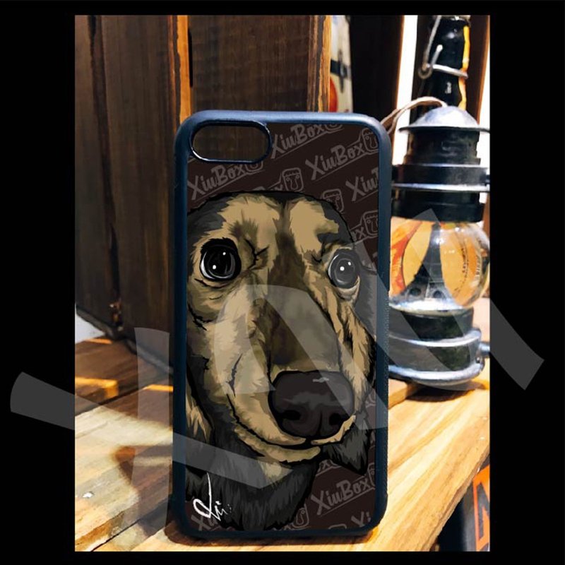 臘腸狗 黑 狗 手繪 插畫 客製 手機殼 iPhone 14 13 12 11 XR 8 7 - 手機殼/手機套 - 矽膠 