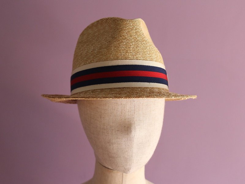 Classic Straw Trilby Hat "Jean Trad" - Hats & Caps - Other Materials Red