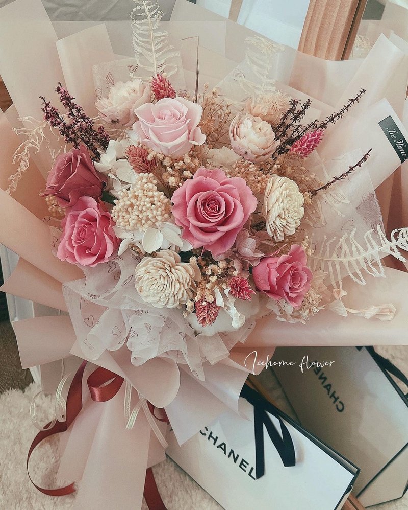 Preserved bouquet dry bouquet preserved flower Sola flower graduation bouquet Valentine's day bouquet birthday bouquet - Dried Flowers & Bouquets - Plants & Flowers Pink