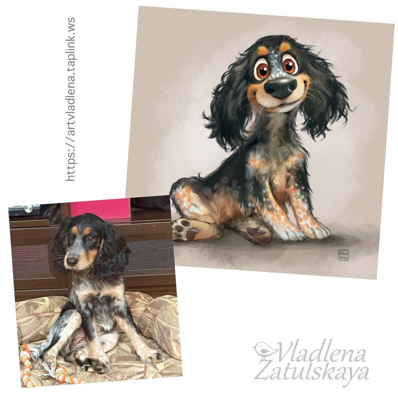 【デジタル】カスタマイズされた肖像画とペットのデジタル画像ファイル（ユーモアスタイル） - 似顔絵・イラスト・挿絵 - その他の素材 