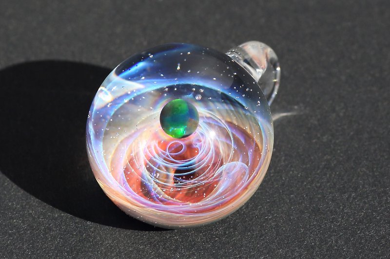 Spiral Galaxy Glass Pendant no. 849 - Chokers - Glass Purple