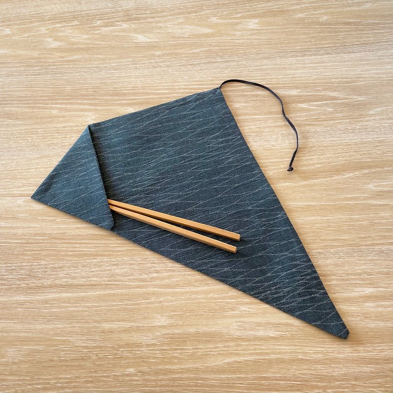 Unique | Cutlery Holder made of KIMONO fabric -Linen KIMONO fabric, blue-gray - ช้อนส้อม - ผ้าฝ้าย/ผ้าลินิน สีน้ำเงิน