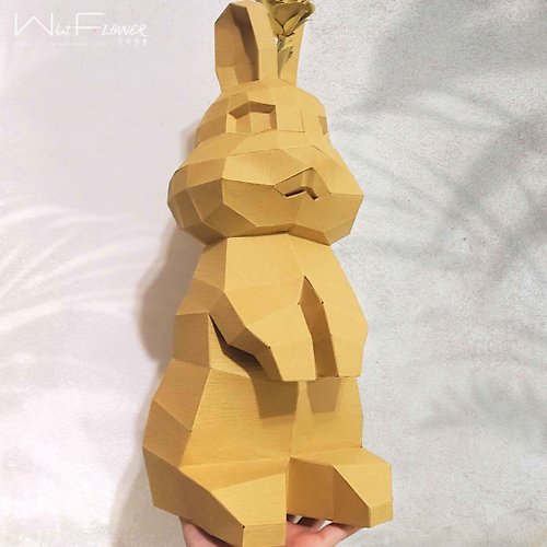 花想蓉集 | 紙模型 【兔子紙模型】DIY手作材料包 | 好奇的站立兔兔