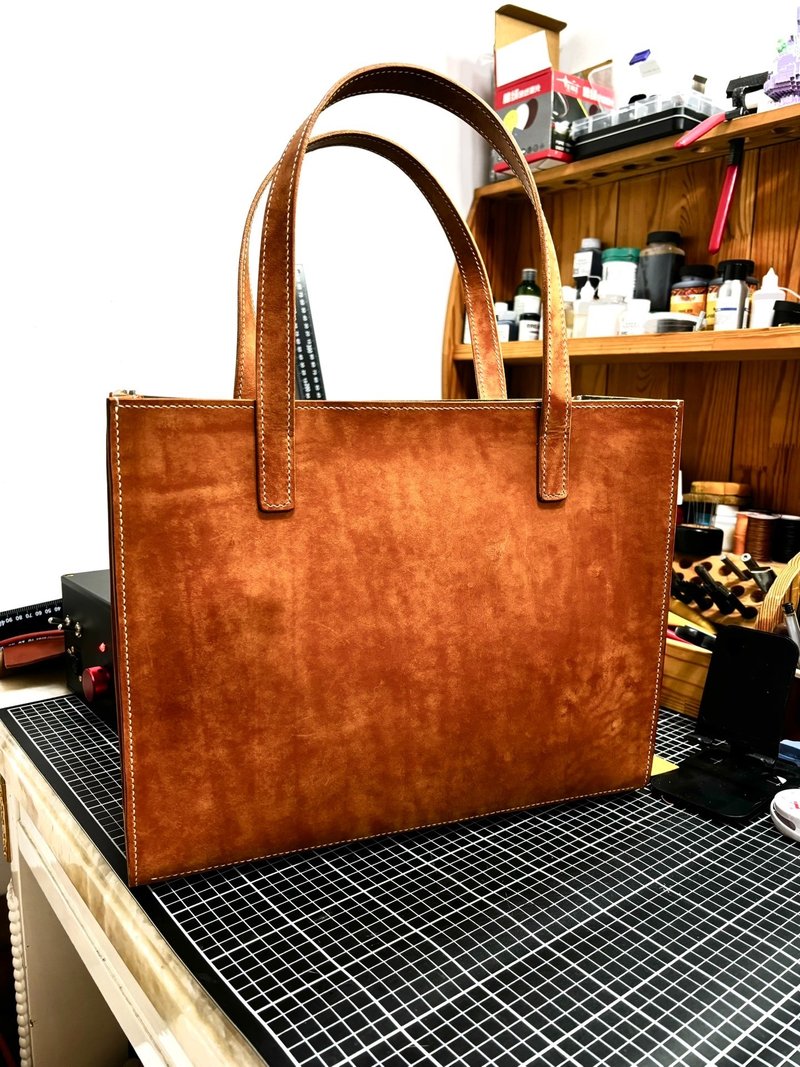 Handmade Genuine Leather Tote Bag  Special Effect Sanded Full-Grain Leather - Messenger Bags & Sling Bags - Genuine Leather 