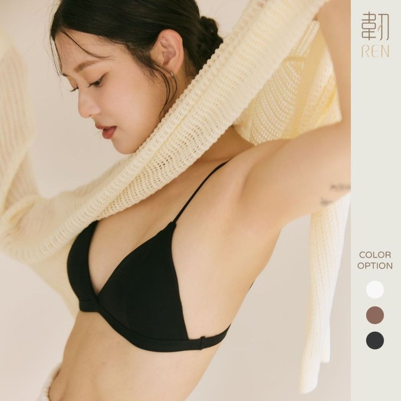 柔韌・無背鉤比基尼三角杯系列 - 女內衣褲 - 棉．麻 黑色
