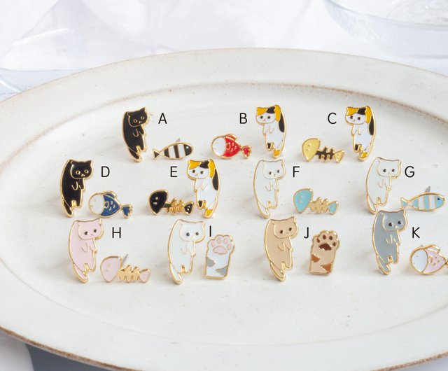 【nonnon race✽♪さま】ornament * ピンクベージュ猫クリップ 猫のイヤリング｜クリップ式｜11種類｜紙ボックスで包装｜誕生日