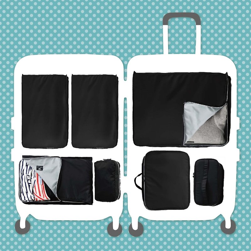 Travel storage value seven pieces black - Luggage & Luggage Covers - Polyester Black