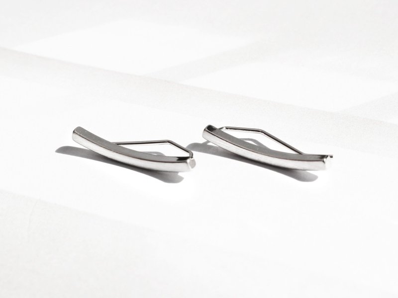 CURVED BAR EAR CUFFS | WHITE GOLD - Earrings & Clip-ons - Other Metals Silver