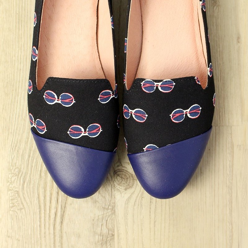 [22.5 Spot] I am not a nerd diagonal stitching EBERA / Japanese fabric / M2-15350F - Women's Casual Shoes - Cotton & Hemp 