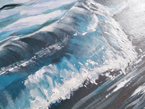 海の波の絵画アクリルキャンバス風景アート海潮風海洋自然