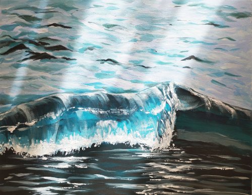 絵画　アクリル画　インテリア　波待ち 楽天市場】絵画 波(40cm×50cm) 【 海 バリ絵画 壁掛け