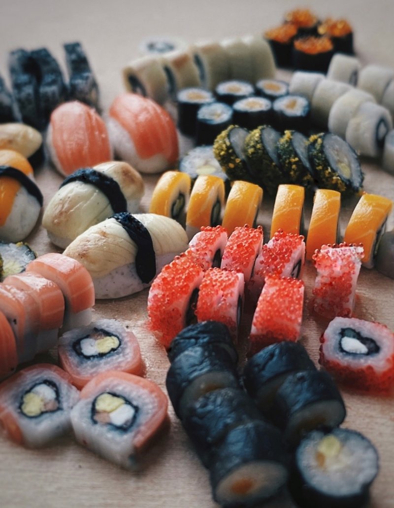 Miniature sushi, rolls . TUTORIAL polymer clay. Mini food. Miniature doll foods. - Parts, Bulk Supplies & Tools - Clay Multicolor