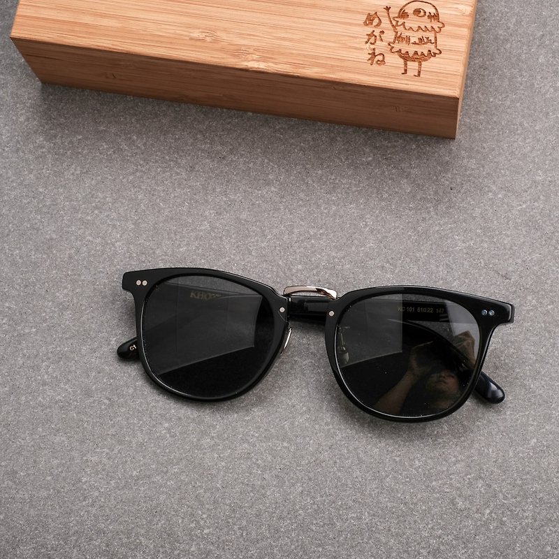 Japanese sunglasses sunglasses in gold full titanium metal polarized uv400 black gray - กรอบแว่นตา - วัสดุอื่นๆ สีดำ