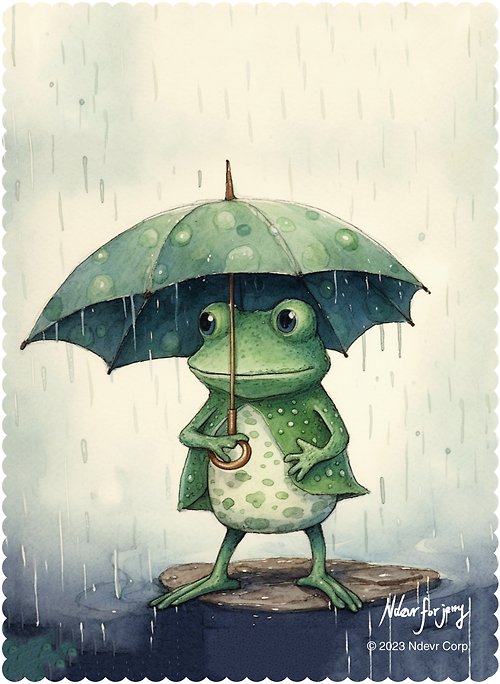 Ndevr 怡得 【拭鏡布】10 穿雨衣的青蛙